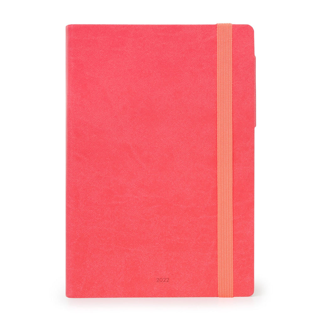 2022 Medium  Weekly Diary 12 Month  - Neon Coral