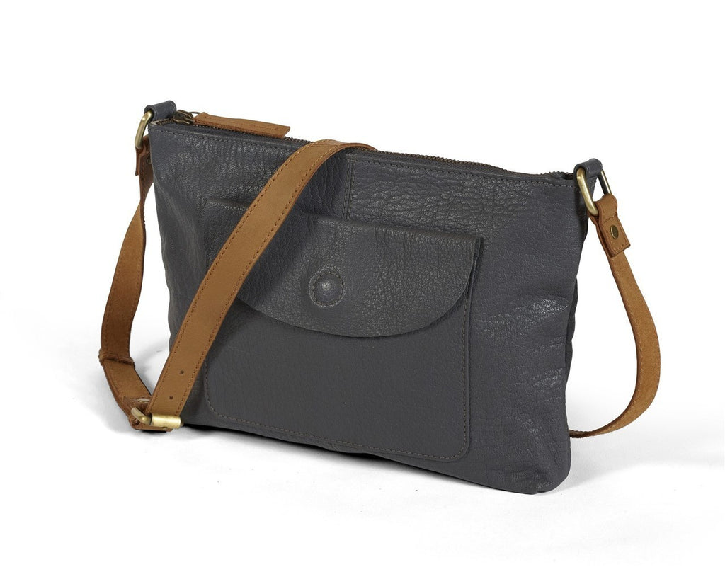 Grey Leather Cross Shoulder Bag Landscape