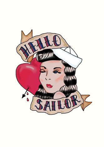 Hello Sailor Tattoo Card
