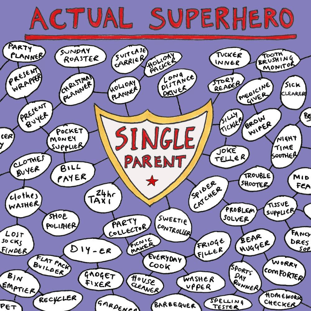 Single Parent Actual Superhero Card