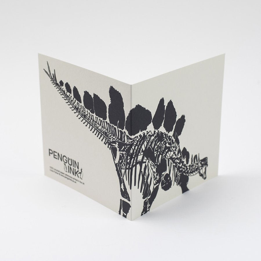 Black Stegosaurus Letterpress Card