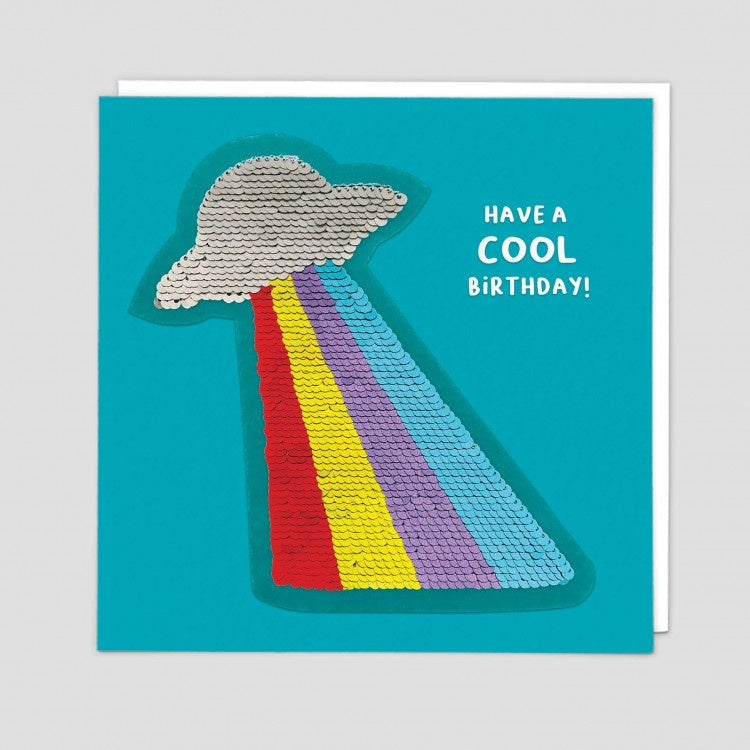 Have A Cool Birthday Spaceship Sequin Patch Card