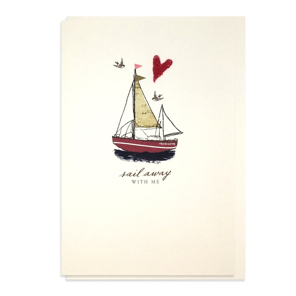 Hand Embroidered Sail Away With Me Card