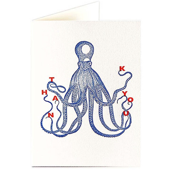 Blue Octopus Thank You Card