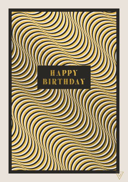 Happy Birthday Optical Illusion Black and White Card