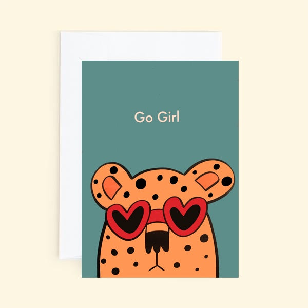 Go Girl Cheetah in Sunglasses Card