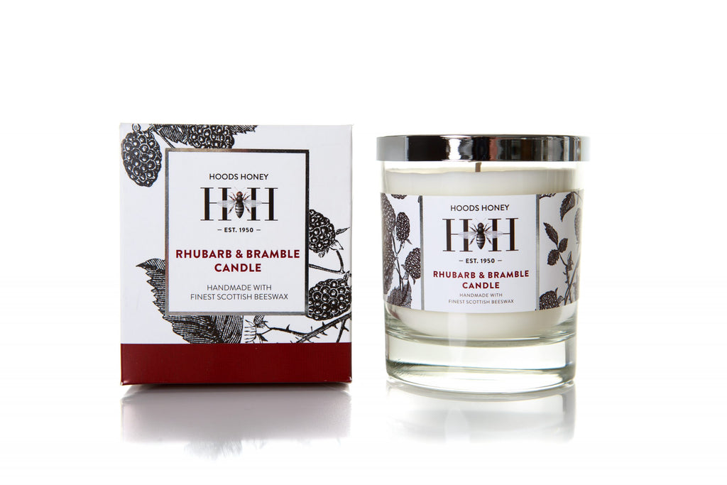 Rhubarb and Bramble Beeswax Candle in Glass Jar