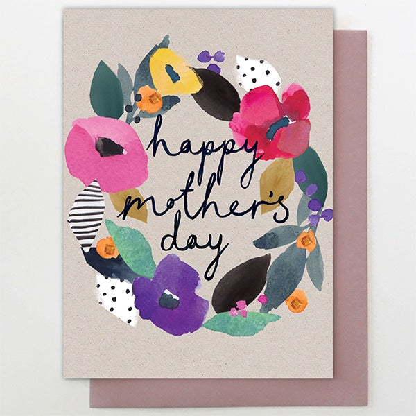 Big Floral Wreath Mother's Day Card