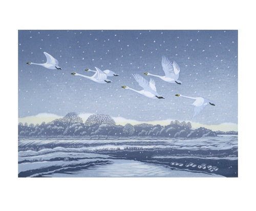 Snow Flight Linocut By Niki Bowers Card