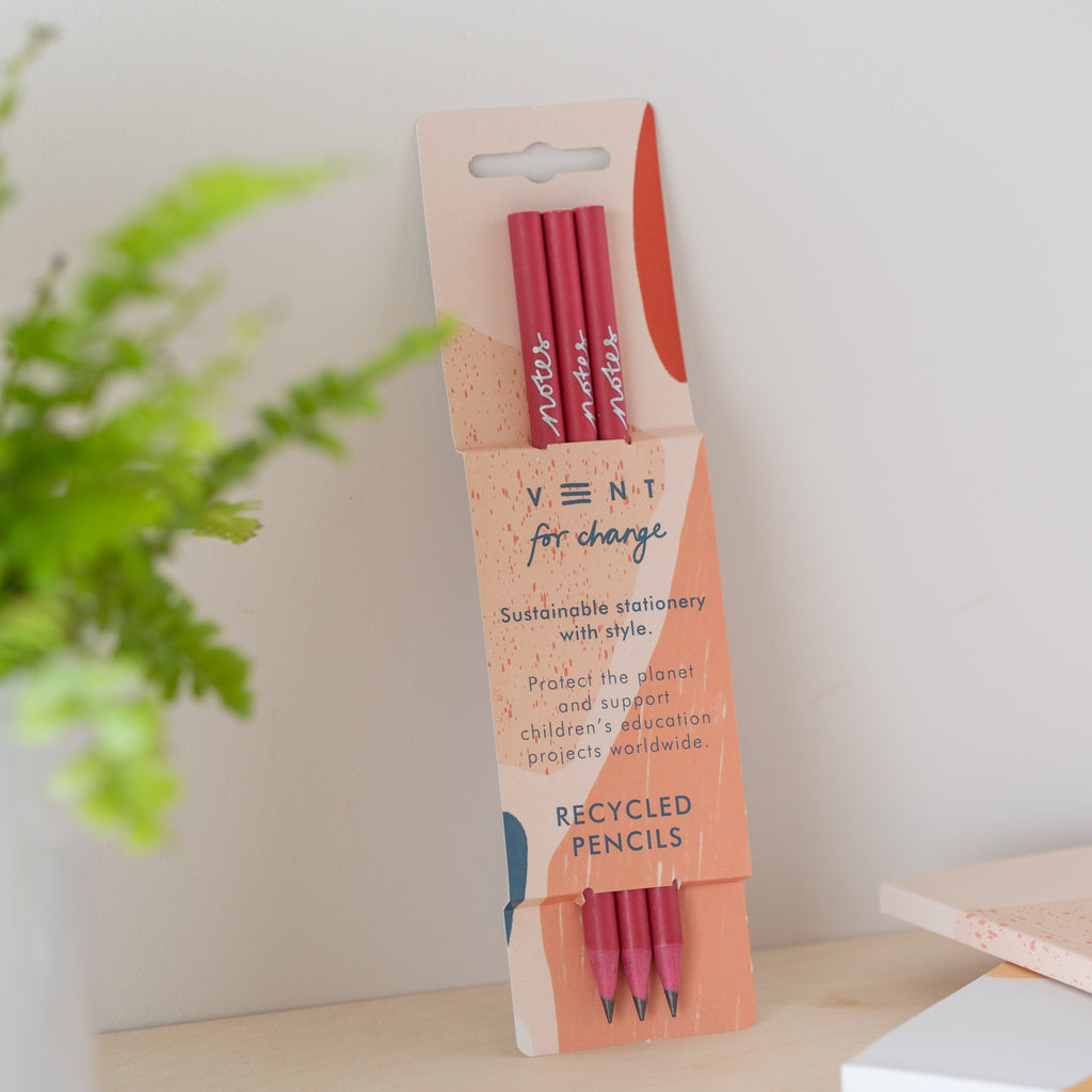 Coral and Geranium Pack of 3 Pencils
