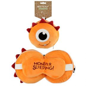 Relaxeazzz Orange Monster Travel Pillow And Eye Mask