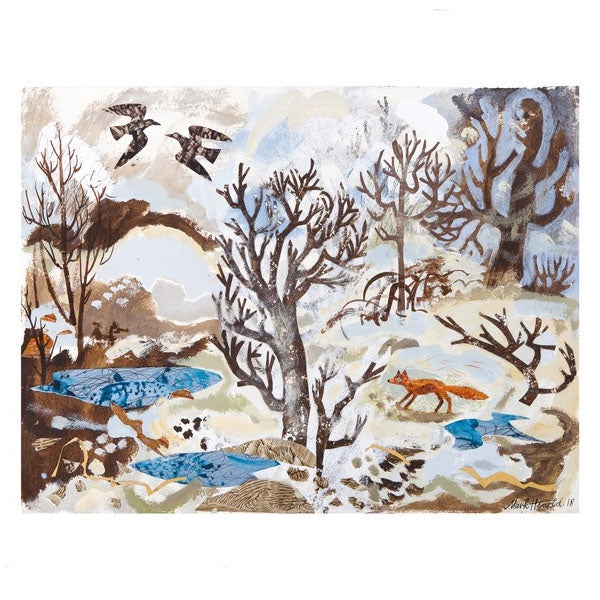 Winter Fox and Crows Card
