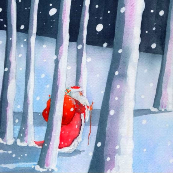 Santa In The Forest Charity Pack of 8 Cards