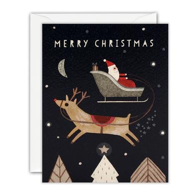 Merry Christmas Santa And Reindeer Mini Pack of 5 Cards
