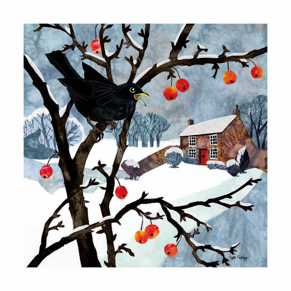 Blackbird And Crabapples Pack of 8 Christmas Cards