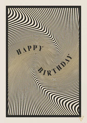 Happy Birthday Black and White Swirl Card