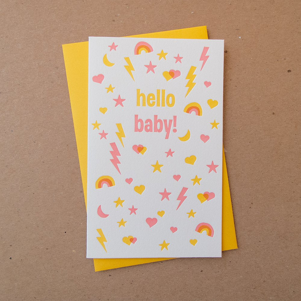Hello Baby Busy Pink Card