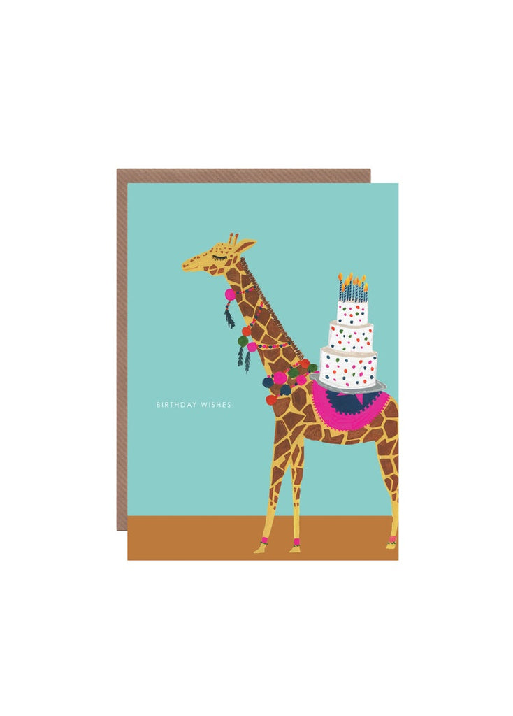 Giraffe and Cake Birthday Card