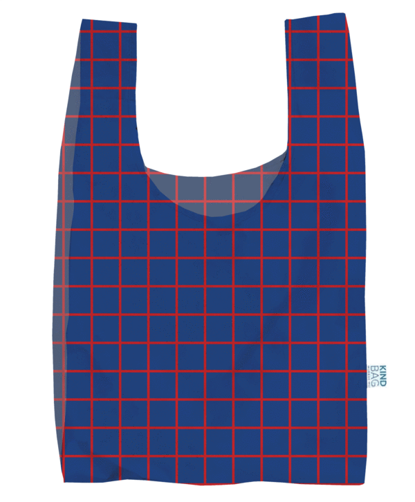 Grid Blue and Red Reusable Shopping Bag