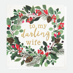 My Darling Wife Christmas Wreath Card