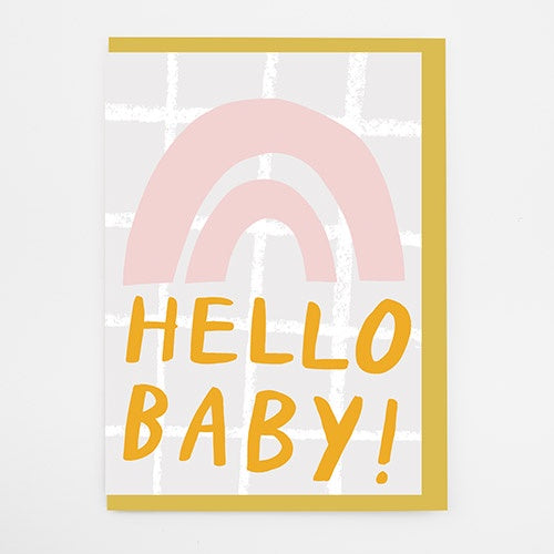 Hello Baby Pink Rainbow Card