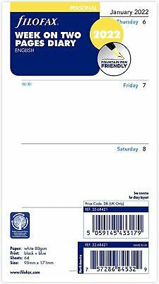 2022 Filofax Personal Week To View Refill