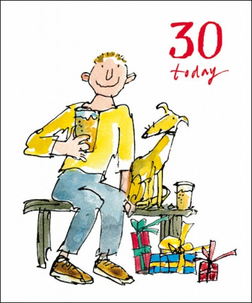 Dog & Pint Quentin Blake 30th Birthday Card