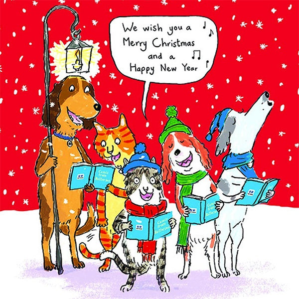 Dogs Singing Box of Christmas Card