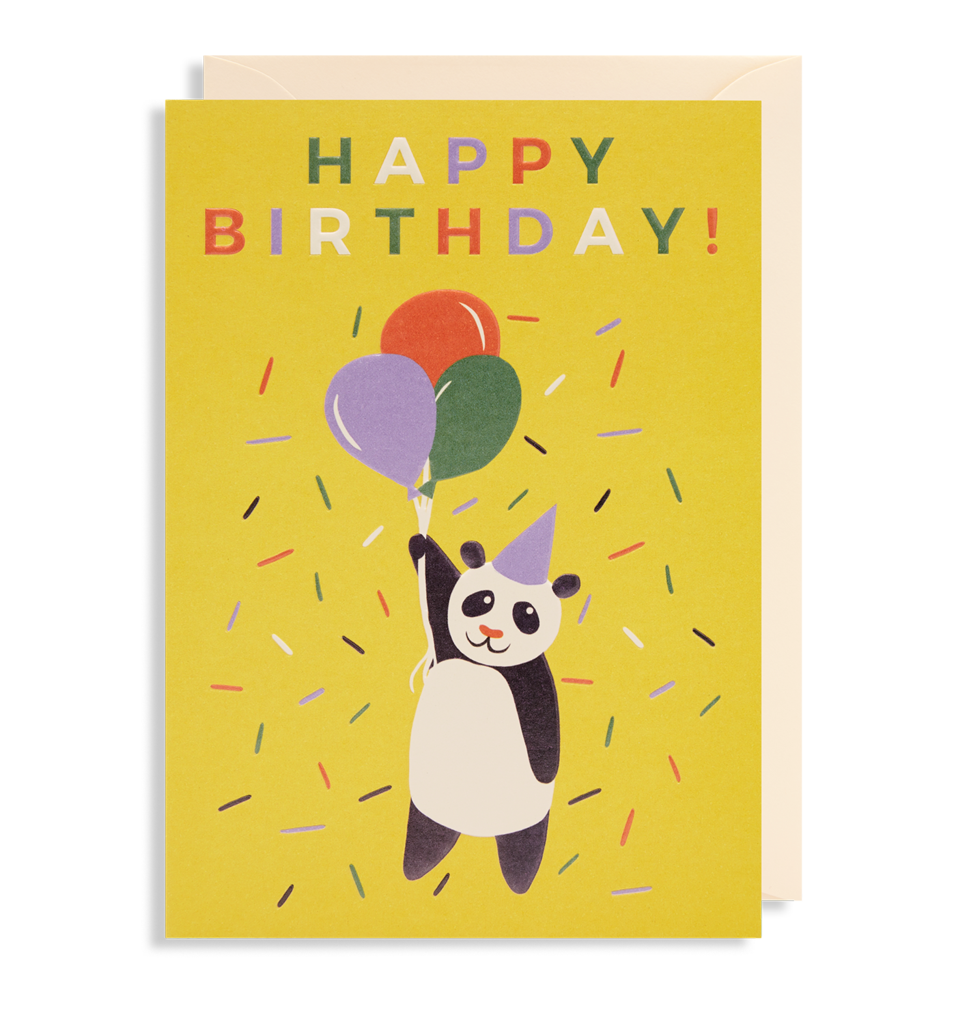 Happy Birthday Panda Balloons Card
