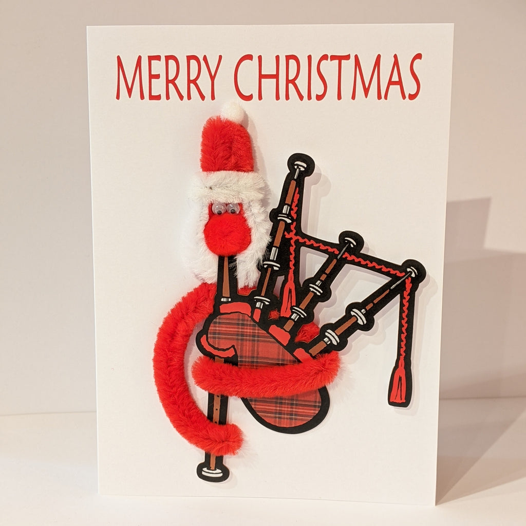 Santa With Bagpipes Christmas Card