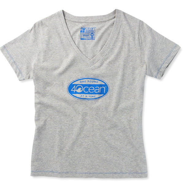 4Ocean Women's Surf Badge V-Neck T-Shirt in Grey