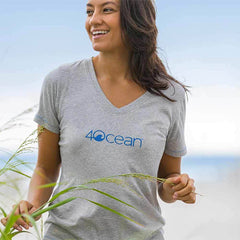 4Ocean Women’s Logo V-Neck T-Shirt in Grey