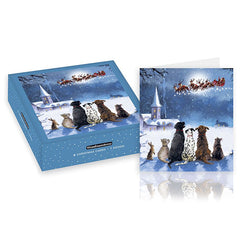 Santa's Sleigh and Dogs Box of 8 Christmas Cards