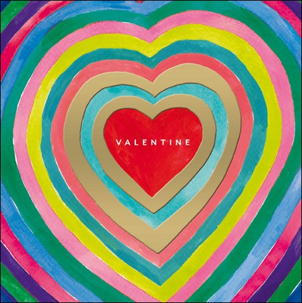 Colourful Heart Rings Valentine's Card