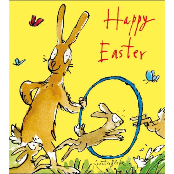 Quentin Blake Happy Easter Rabbits Jumping Through Hoop Pack of 5 Cards