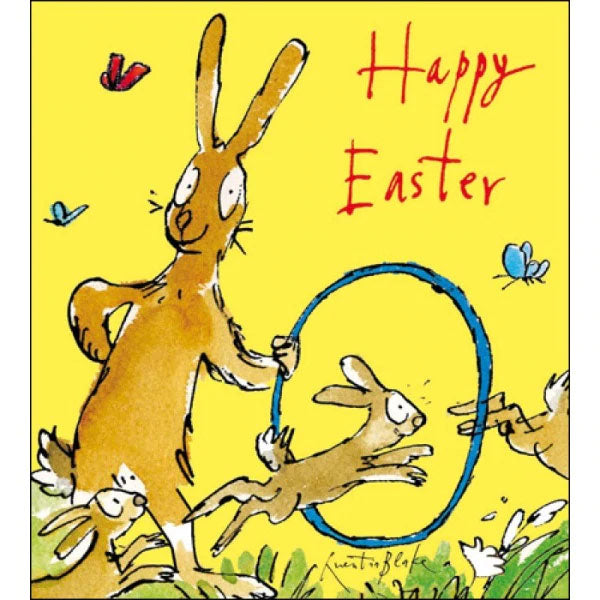 Quentin Blake Happy Easter Rabbits Jumping Through Hoop Pack of 5 Card ...