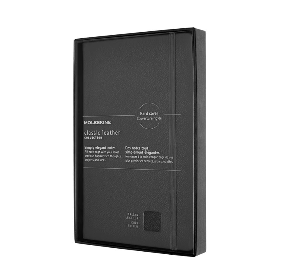 Moleskine Large Leather Ruled Open Box Notebook Black