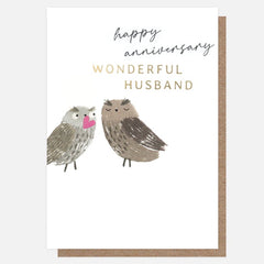 Happy Anniversary Wonderful Husband Owls Card