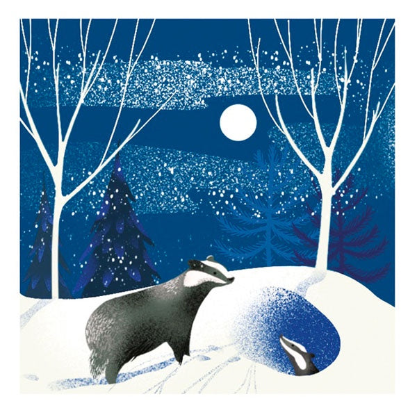 Badgers in the Snow Card