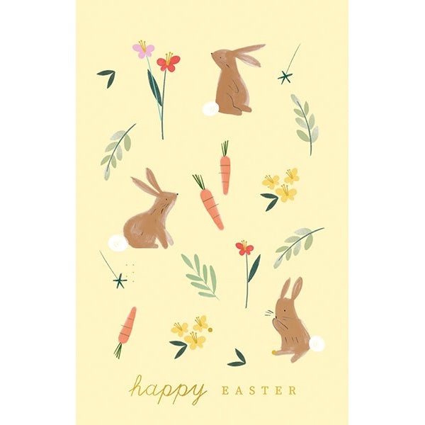 Rabbits, Carrots and Flowers Pack Of 6 Easter Cards