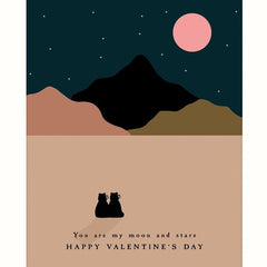 Moon and Stars Bear Valentine’s Day Card