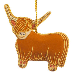 Highland Cow and Tartan Decoration