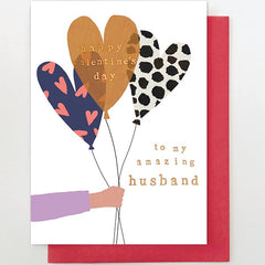 To My Amazing Husband Heart Balloons Valentine's Day Card