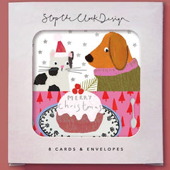 Cat And Dog Christmas Pudding Card Pack