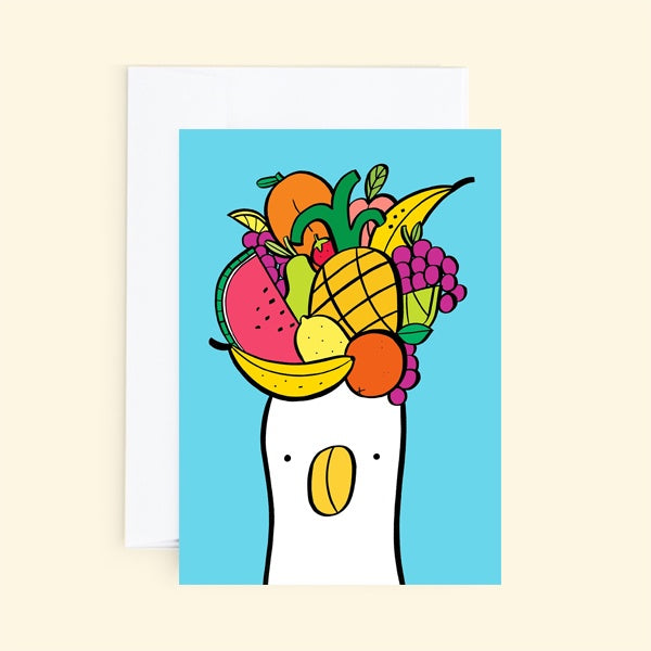 Duck in Fruit Hat Card