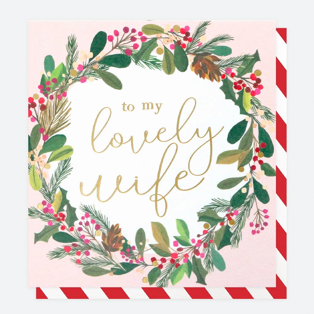 To My Lovely Wife Wreath Christmas Card