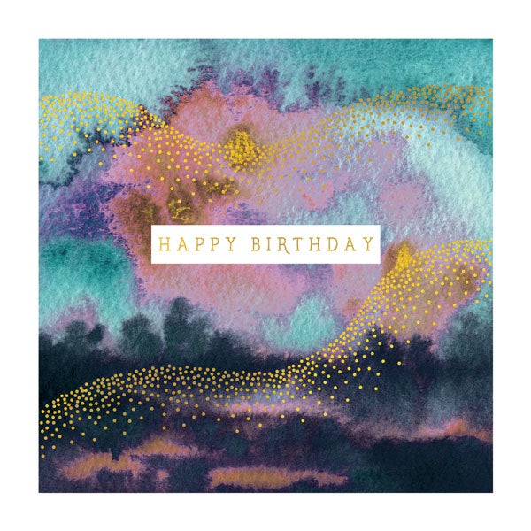 Watercolour Gold Wave Birthday Card