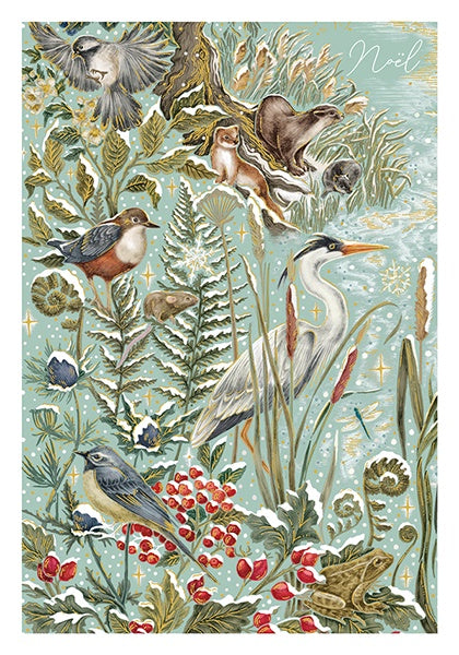 Heron, Otter & Ferns Christmas Card