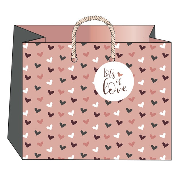 Landscape Pink Embossed Hearts Bag