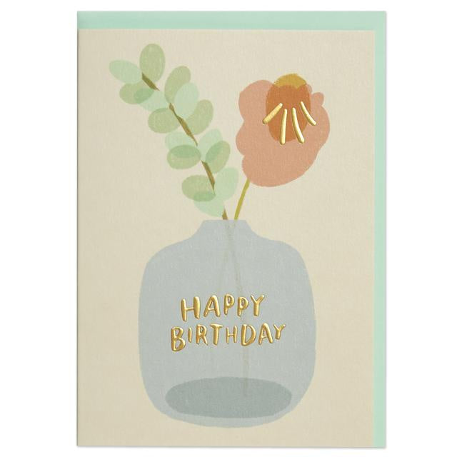 Happy Birthday Flower in Vase Card